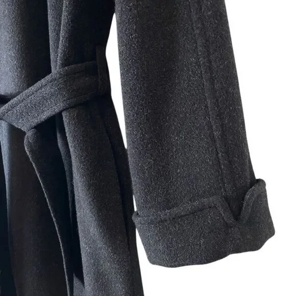 Ralph Lauren LRL Camel Hair Robe Style Wrap Coat Women’s 4 Black Old Money *Read - Picture 12 of 15